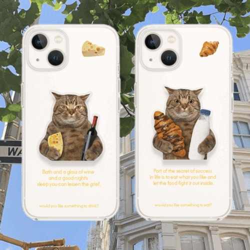 블링블링케이스 [전기종+그립톡SET] 빵을 든 고양이 VER.2 아이폰 갤럭시 그립톡 세트 케이스,블링블링케이스